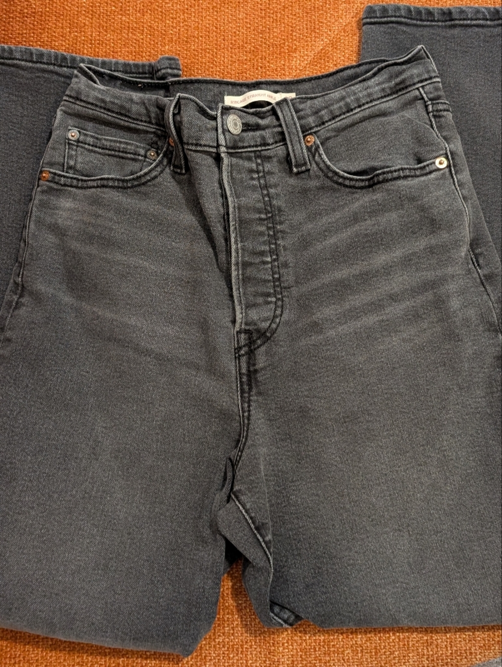 Levi's Ribcage Straight Ankle Jeans Size 28 gray Black - Picture 4 of 4